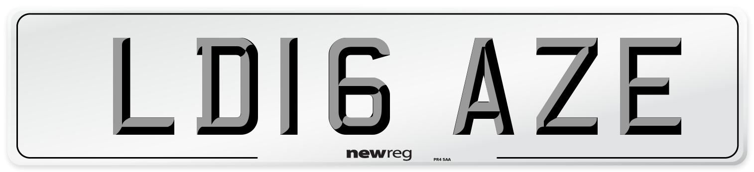 LD16 AZE Number Plate from New Reg